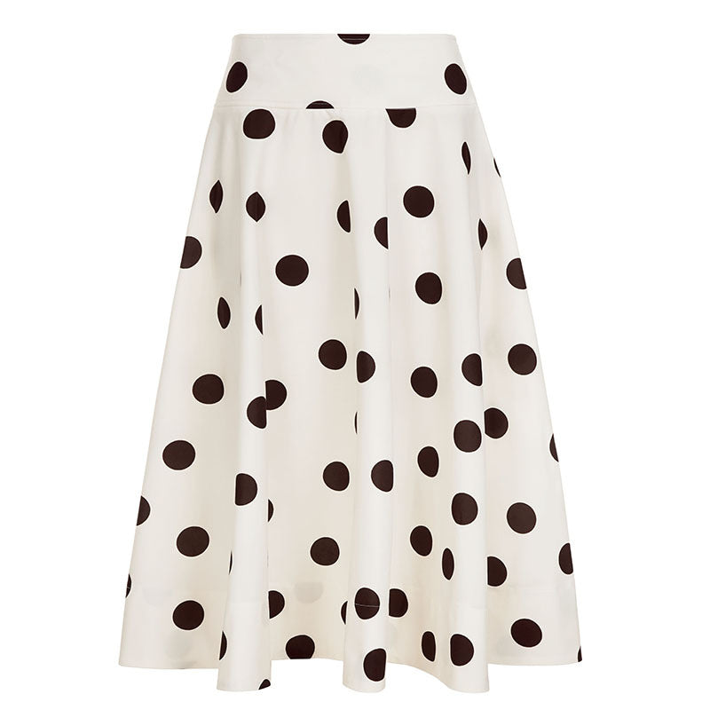olène Jupe Midi Femme à Pois Taille Haute