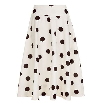 olène Jupe Midi Femme à Pois Taille Haute
