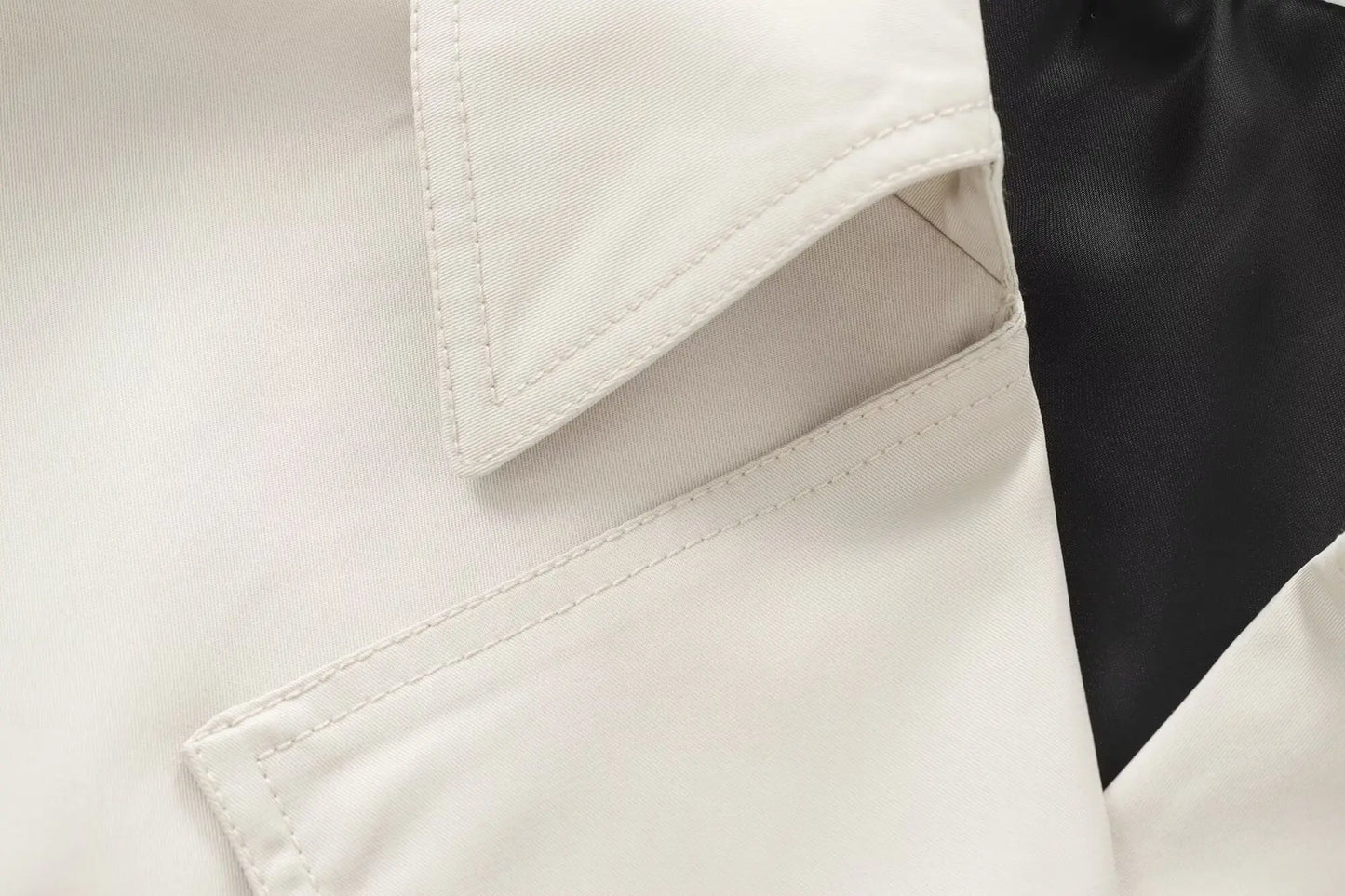 Veste Trench Courte Croisée Beige Élégante