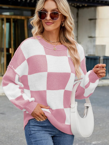 Pull Maille Damier Coupe Décontractée™