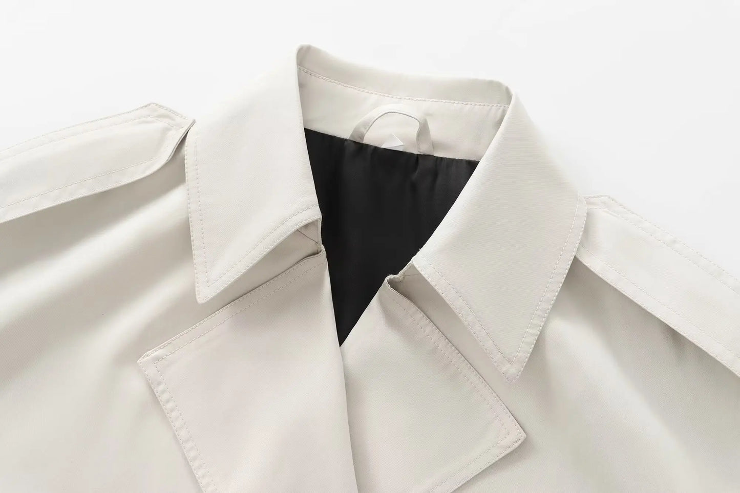 Veste Trench Courte Croisée Beige Élégante