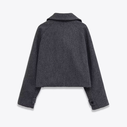 Veste Courte Gris Foncé en Mélange Laine™