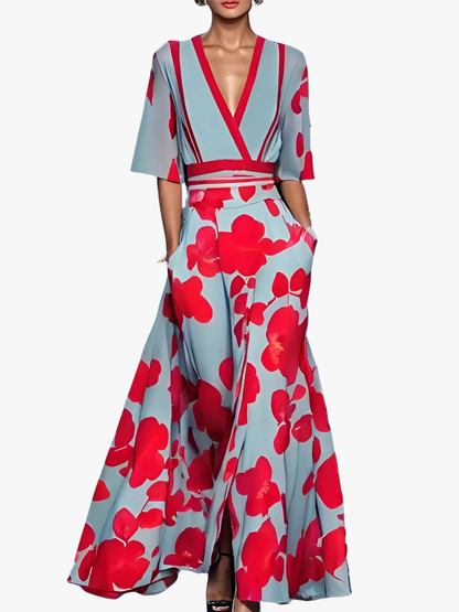 CLERINNE | ROBE FLORALE COL V POUR FEMMES