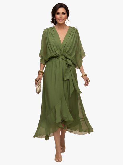 CLERINNE | ROBE EN MOUSSELINE À COL V POUR FEMME
