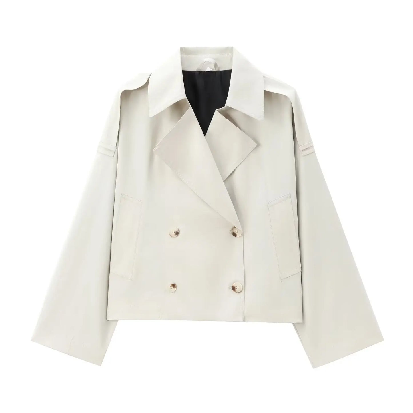 Veste Trench Courte Croisée Beige Élégante