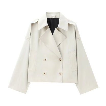 Veste Trench Courte Croisée Beige Élégante
