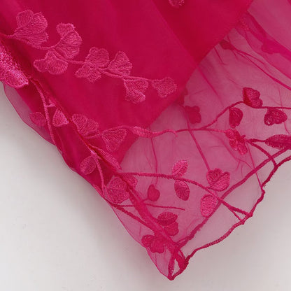 Robe Midi Fuchsia à Fleurs 3D