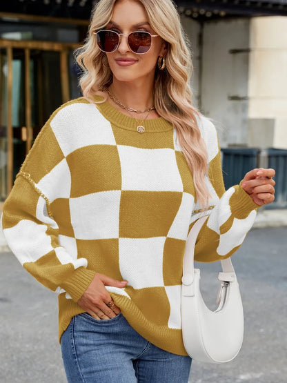 Pull Maille Damier Coupe Décontractée™
