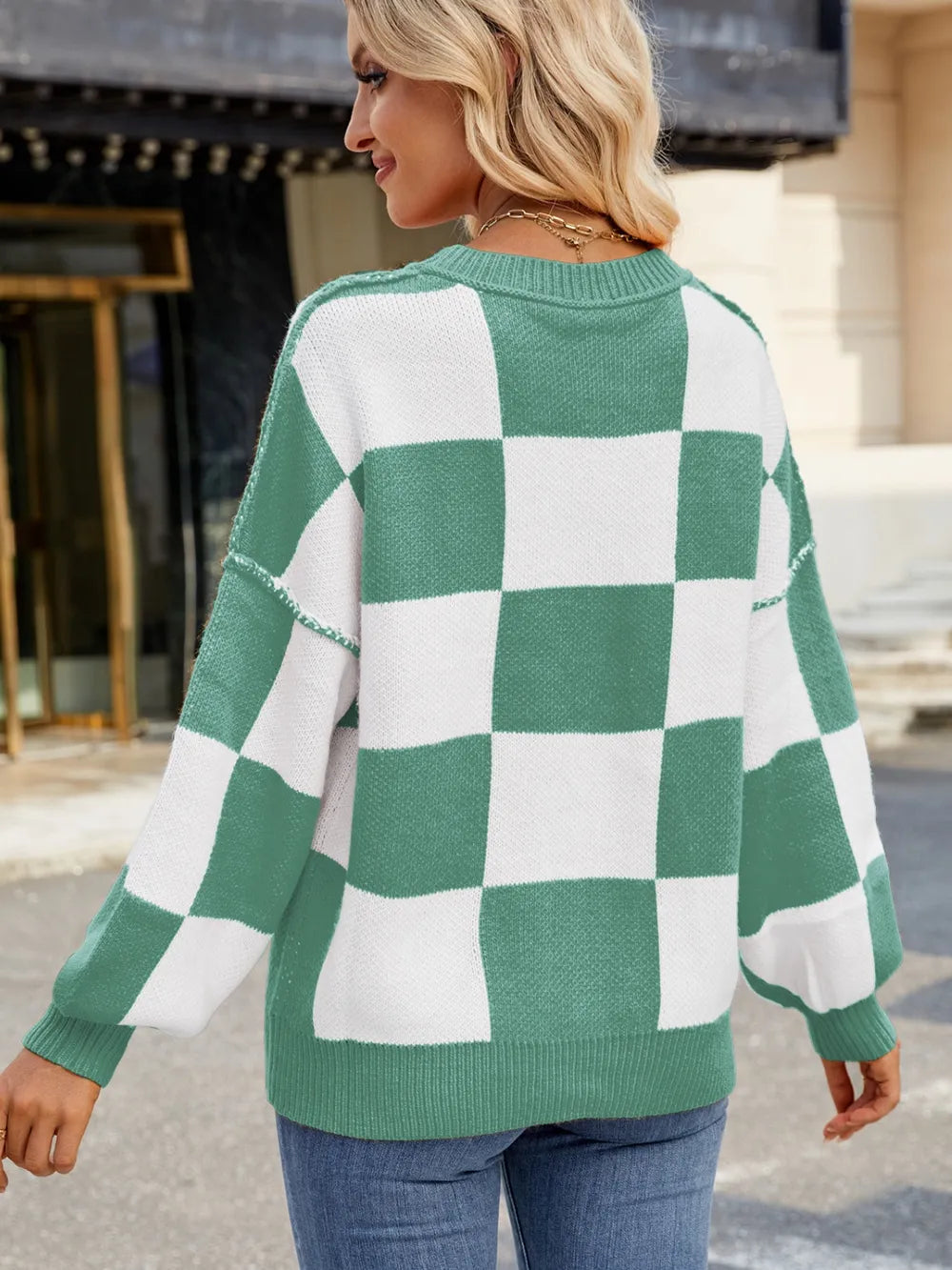 Pull Maille Damier Coupe Décontractée™