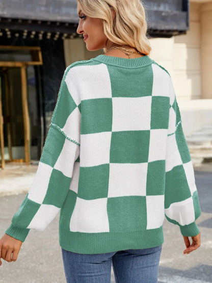 Pull Maille Damier Coupe Décontractée™