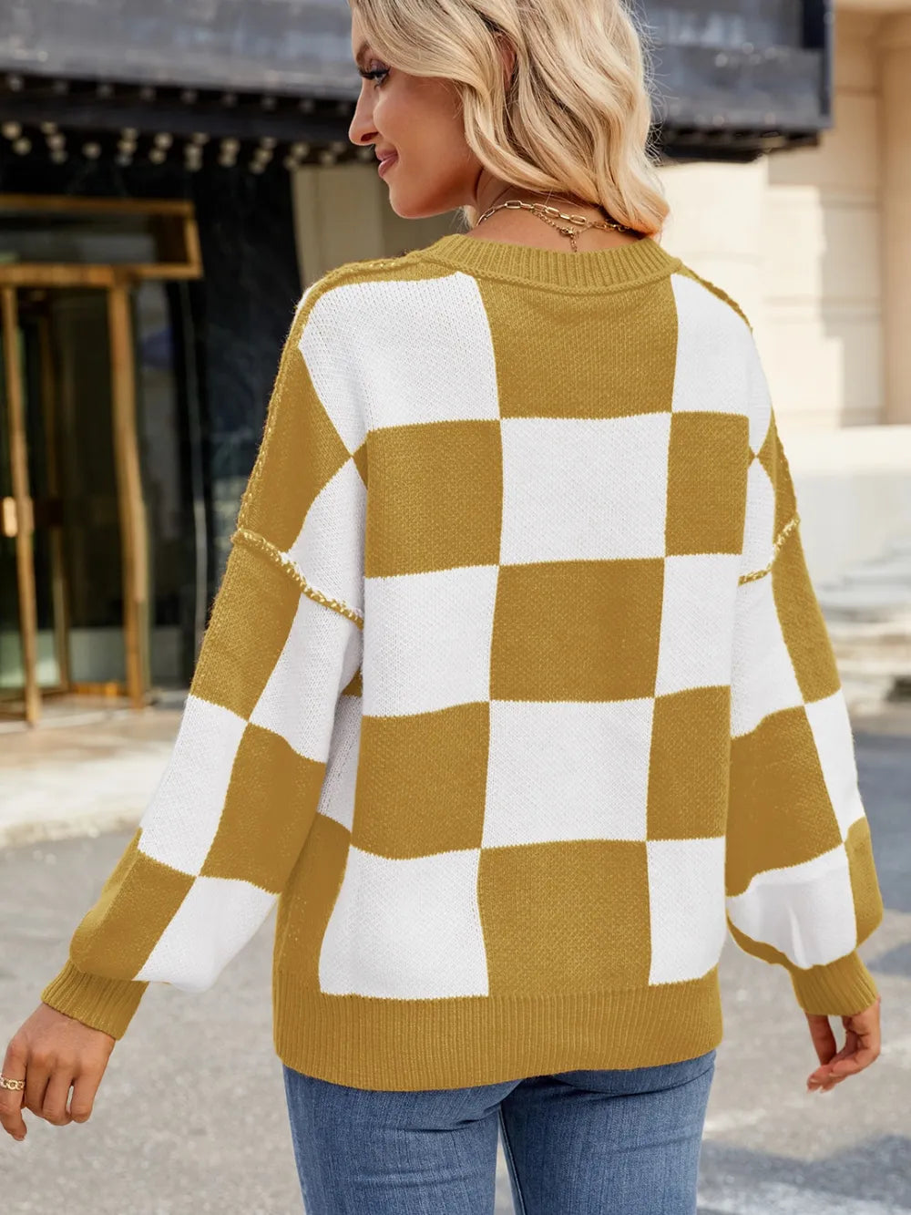 Pull Maille Damier Coupe Décontractée™