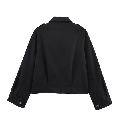 Veste Utility Courte Zippée à Poches Cargo