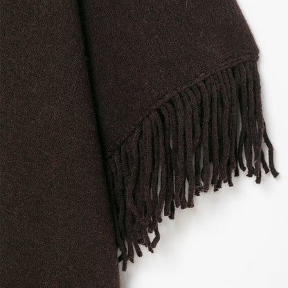 Poncho Frangé Élégant Effet Laine & Cachemire