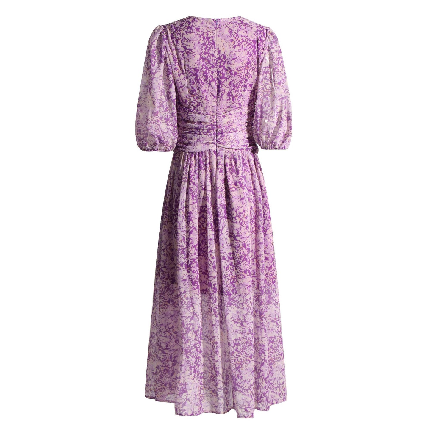 Robe Midi Chiffon Fleurie Violet