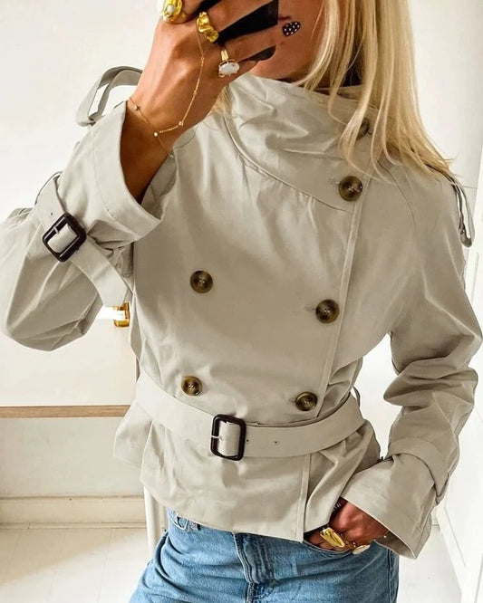 Céleste Trench Court Femme à Col Montant