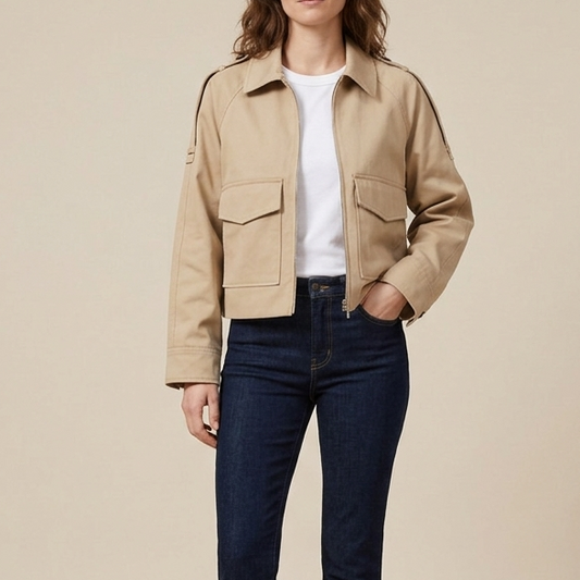 Veste Utility Courte Zippée à Poches Cargo™
