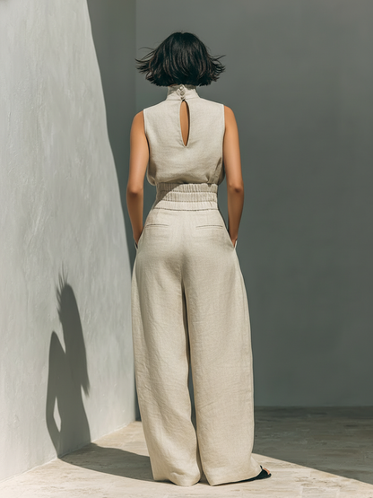 ENSEMBLE PANTALON LARGE EN COTON POUR FEMME