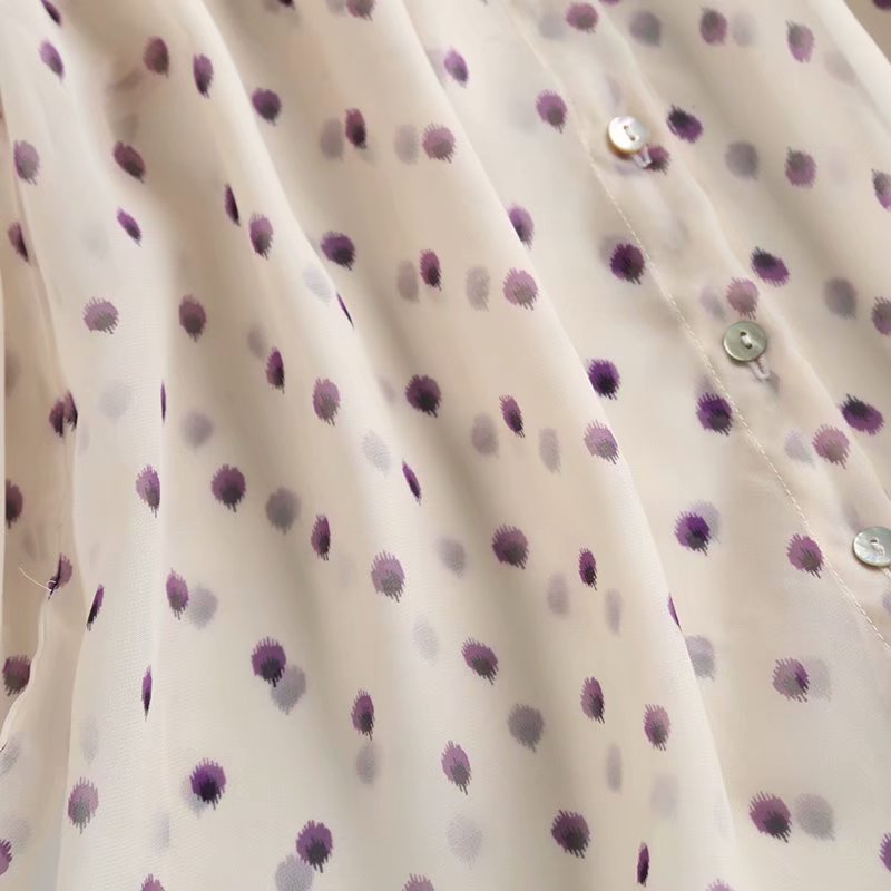 Solène Blouse Femme en Mousseline à Pois