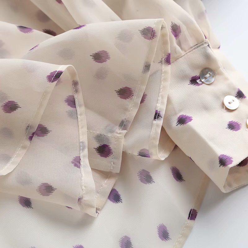 Solène Blouse Femme en Mousseline à Pois
