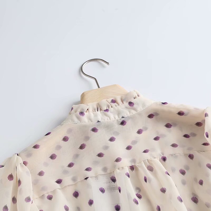 Solène Blouse Femme en Mousseline à Pois