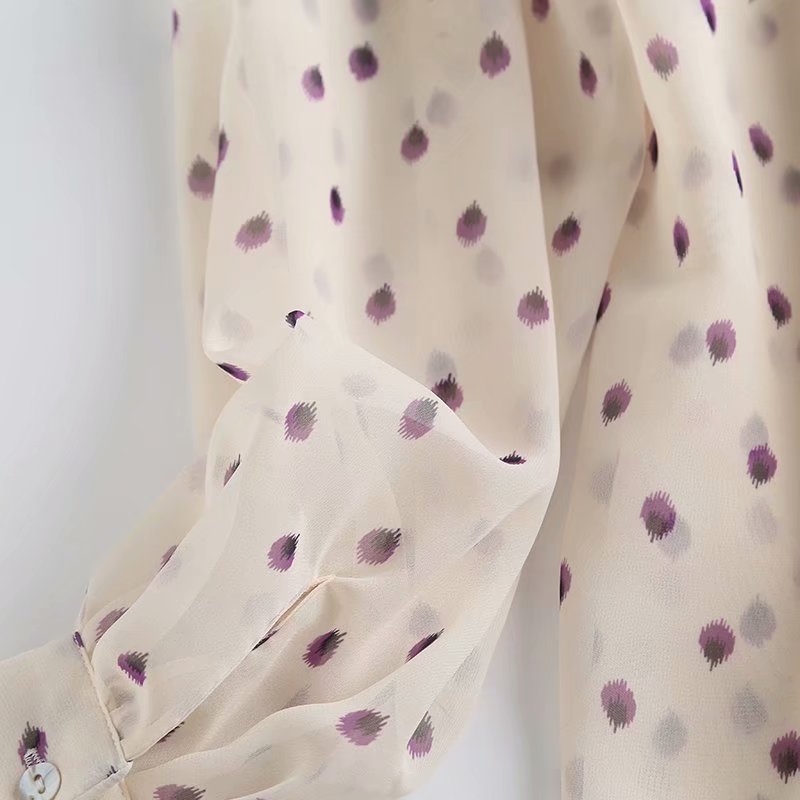 Solène Blouse Femme en Mousseline à Pois