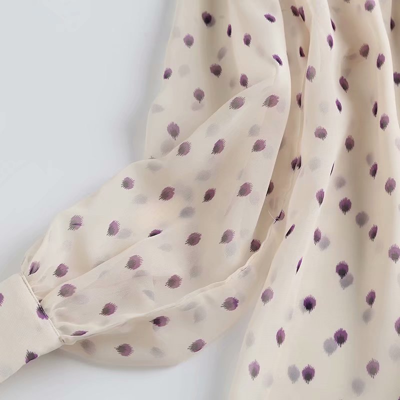 Solène Blouse Femme en Mousseline à Pois