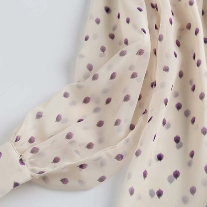 Solène Blouse Femme en Mousseline à Pois