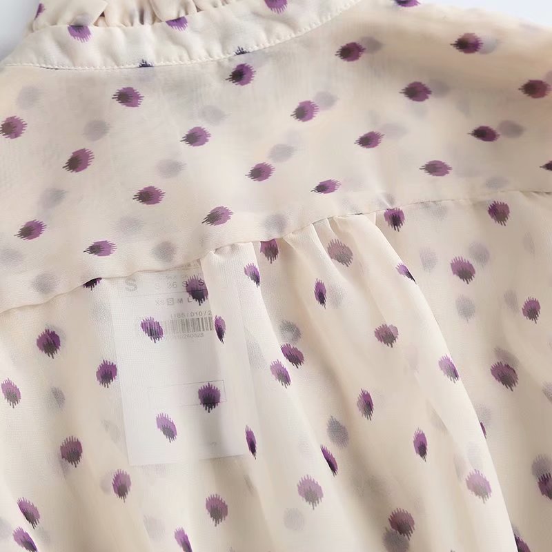 Solène Blouse Femme en Mousseline à Pois
