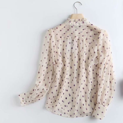 Solène Blouse Femme en Mousseline à Pois