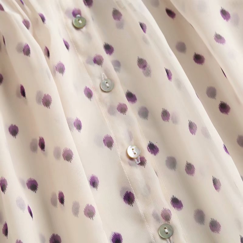 Solène Blouse Femme en Mousseline à Pois