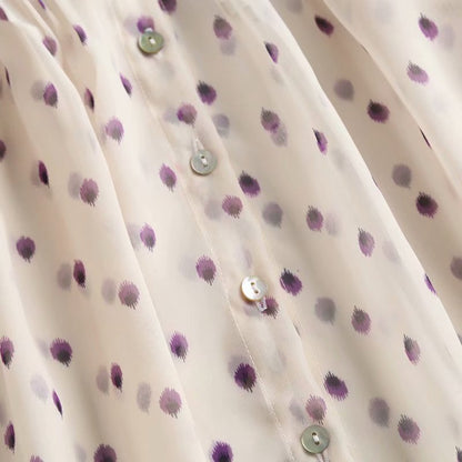 Solène Blouse Femme en Mousseline à Pois