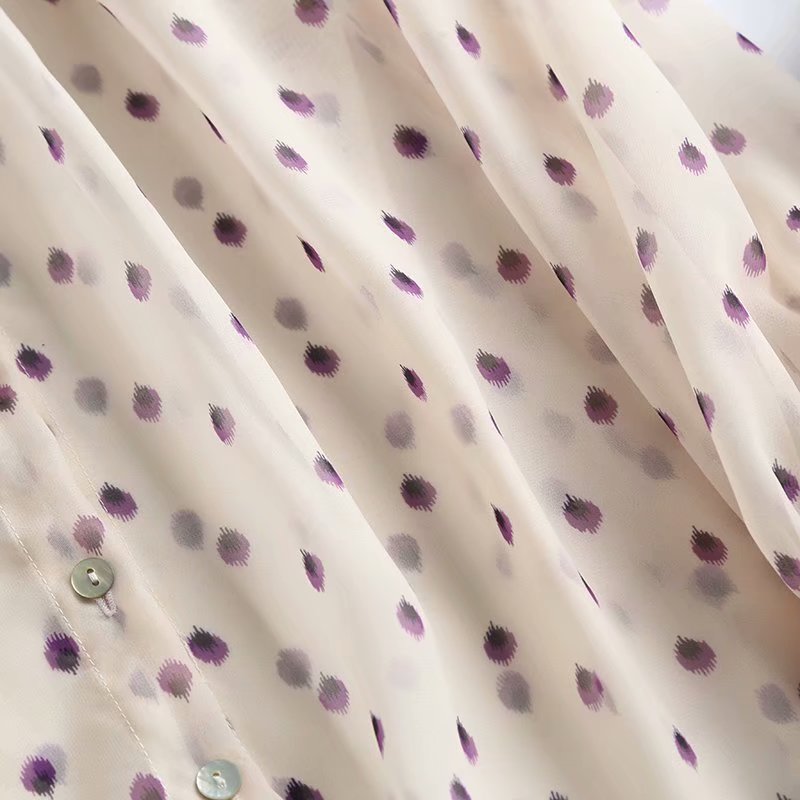 Solène Blouse Femme en Mousseline à Pois