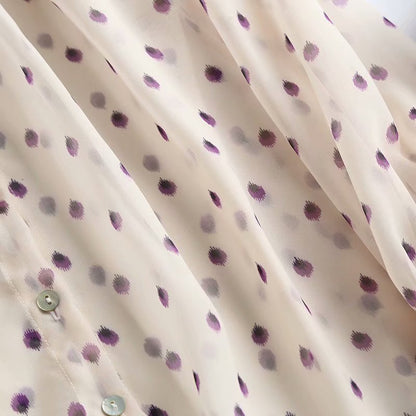 Solène Blouse Femme en Mousseline à Pois