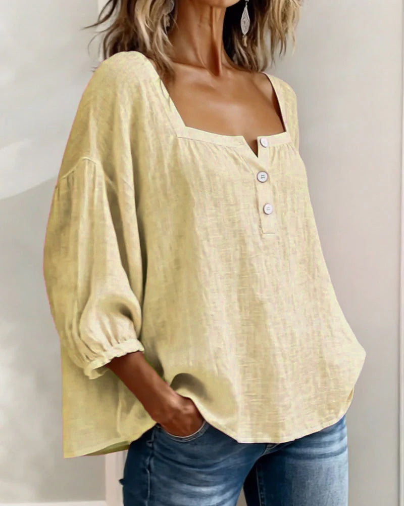 CLERINNE | BLOUSE À COL CARRE POUR FEMMES