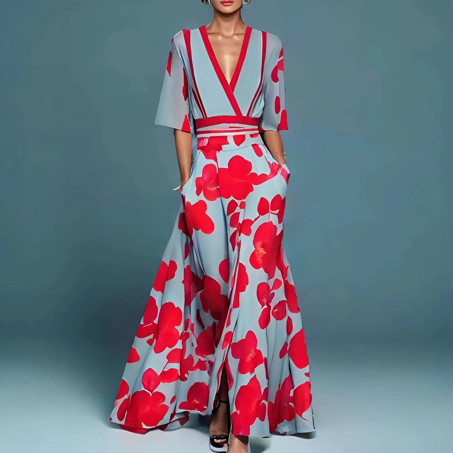 CLERINNE | ROBE FLORALE COL V POUR FEMMES