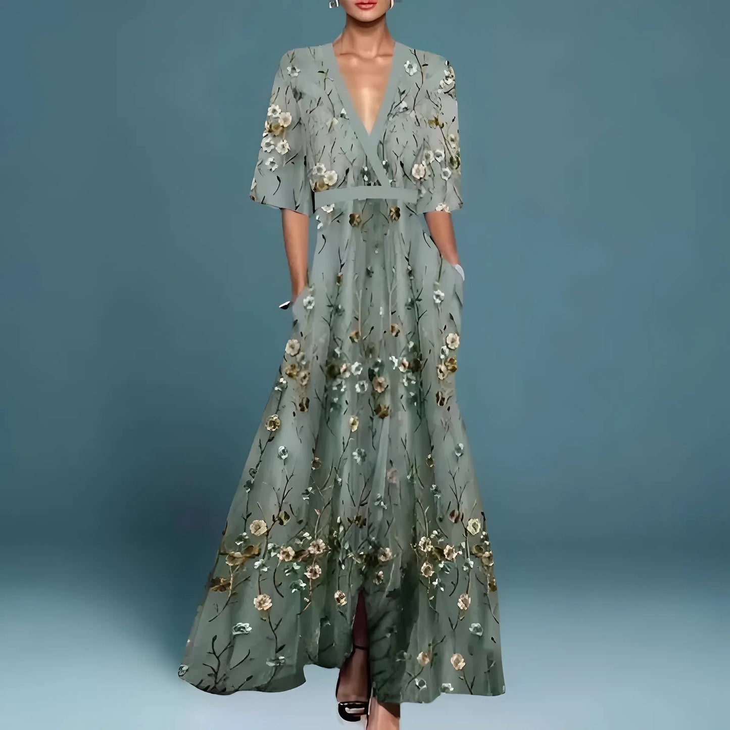 CLERINNE | ROBE FLORALE COL V POUR FEMMES