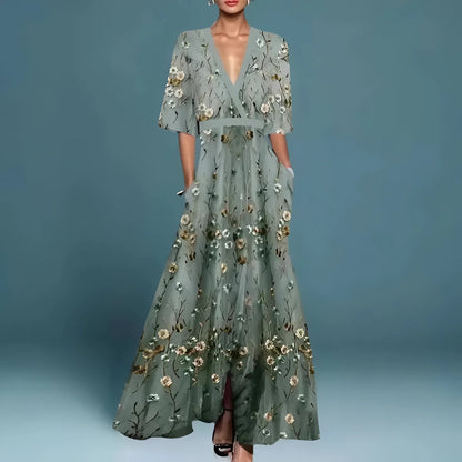 CLERINNE | ROBE FLORALE COL V POUR FEMMES
