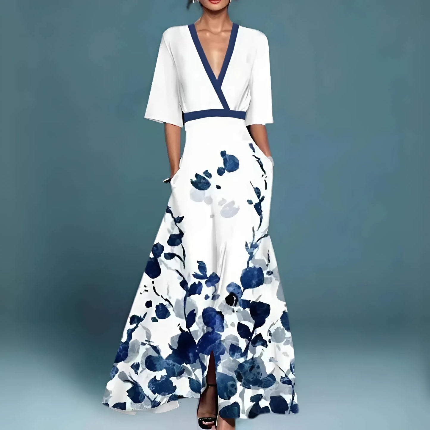 CLERINNE | ROBE FLORALE COL V POUR FEMMES